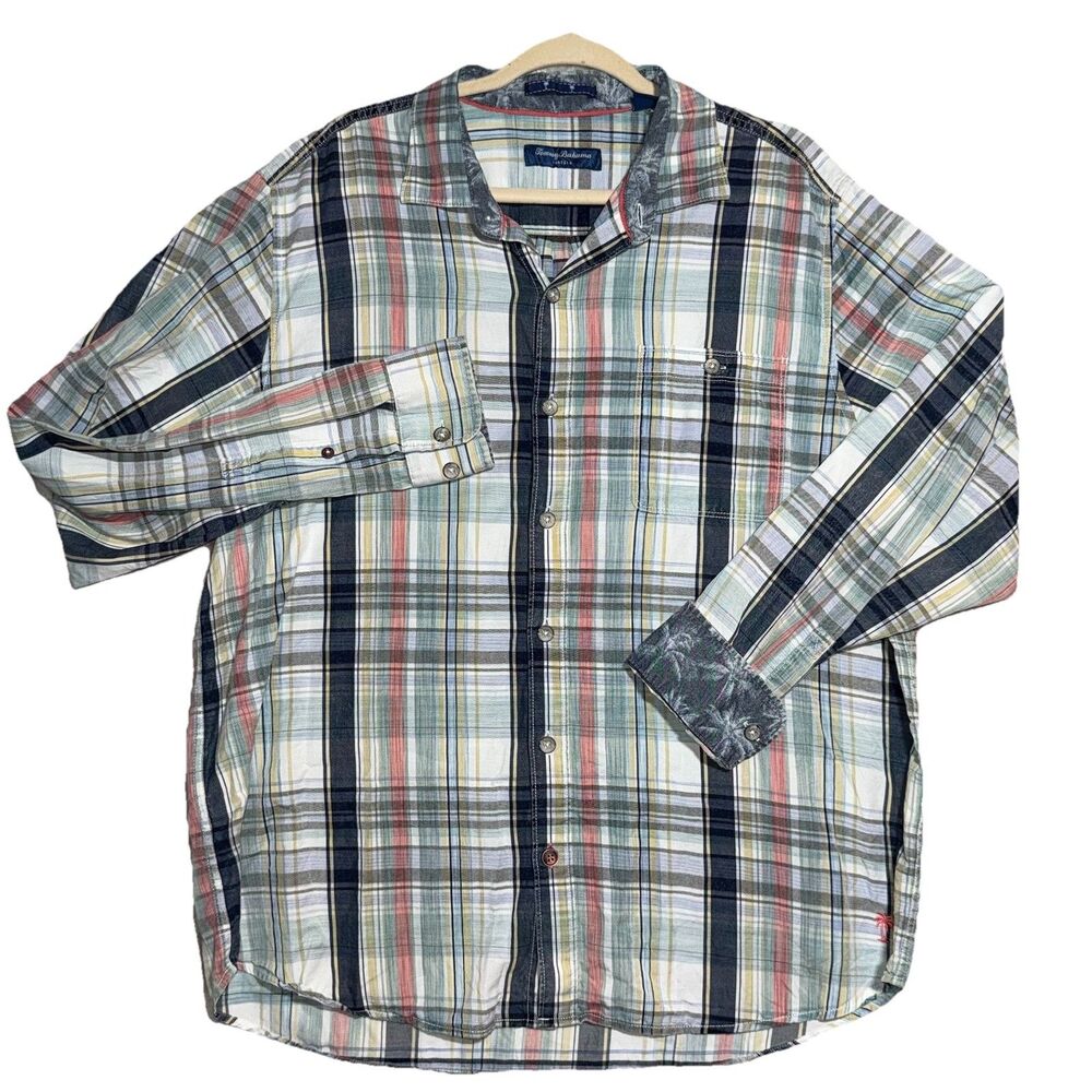 Tommy Bahama Tortola Casual Button Down Shirt Men’s XL Sunwash Check Azul Mar